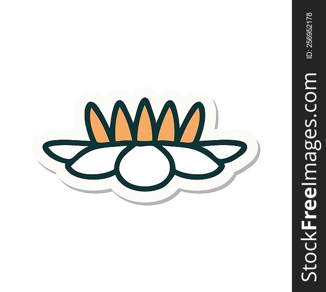 sticker of tattoo in traditional style of a lily pad flower. sticker of tattoo in traditional style of a lily pad flower