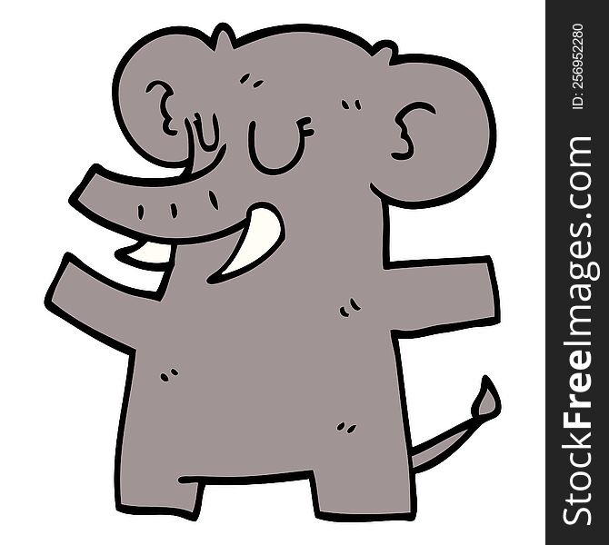 Cartoon Doodle Standing Elephant