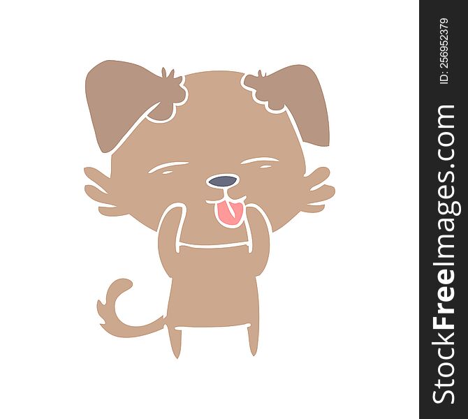 Flat Color Style Cartoon Dog Sticking Out Tongue