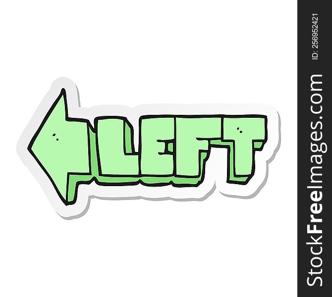 sticker of a cartoon left symbol