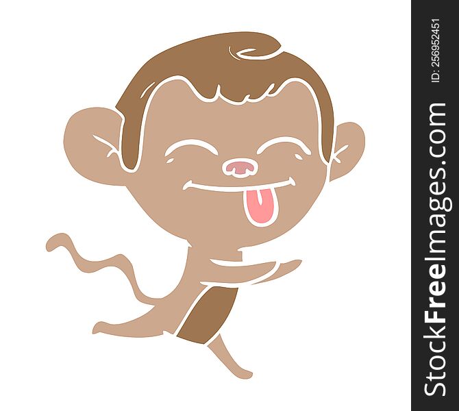 Funny Flat Color Style Cartoon Monkey Running