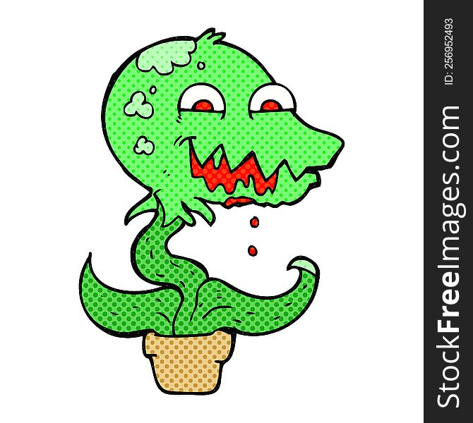 freehand drawn comic book style cartoon monster plant