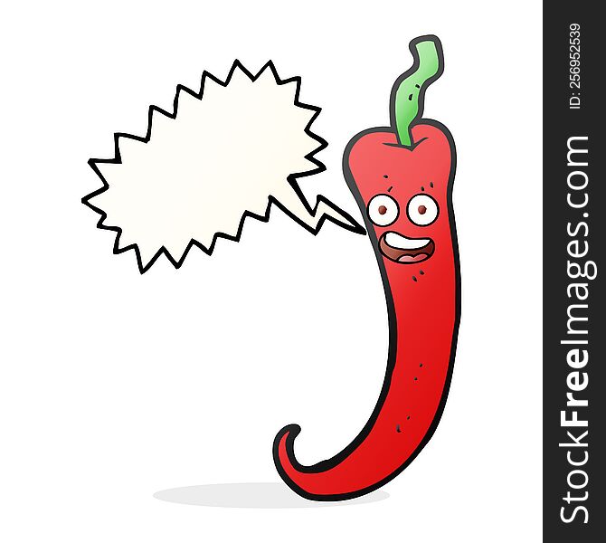 freehand drawn speech bubble cartoon chilli pepper