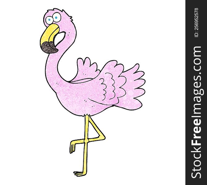 freehand textured cartoon flamingo