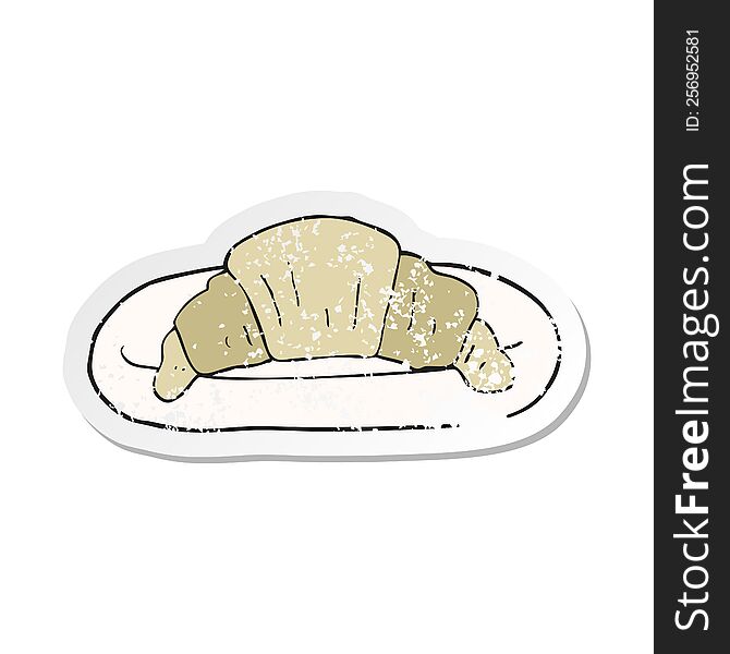 retro distressed sticker of a cartoon croissant