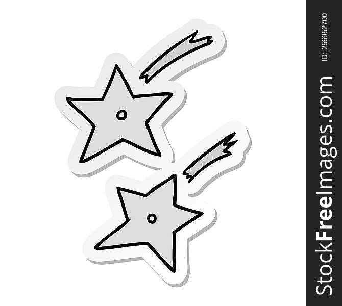 hand drawn sticker cartoon doodle of ninja throwing stars