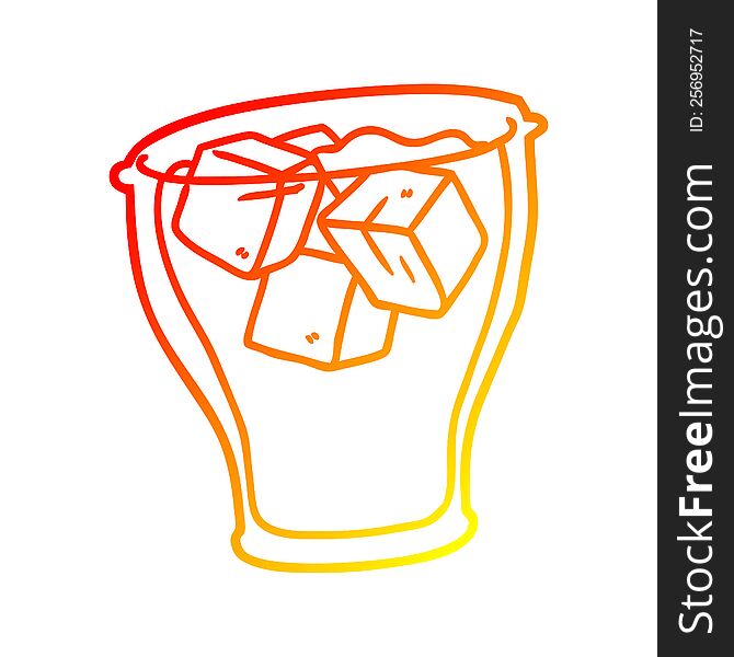 Warm Gradient Line Drawing Glass Of Cola With Ice