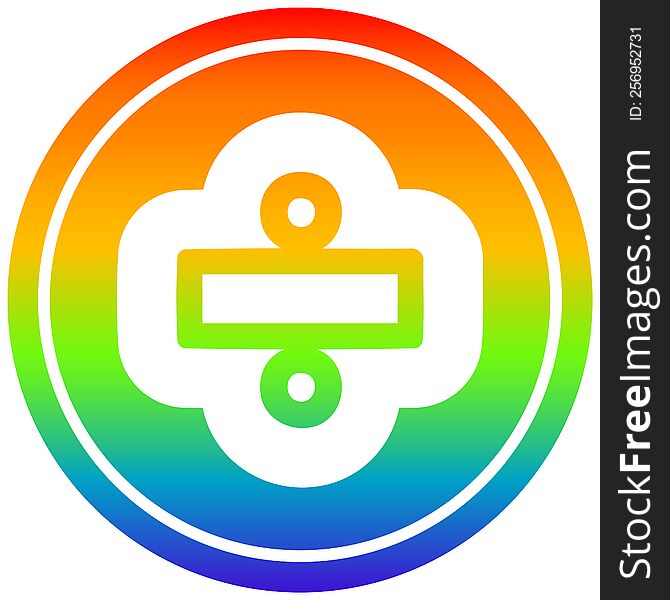 division sign circular icon with rainbow gradient finish. division sign circular icon with rainbow gradient finish