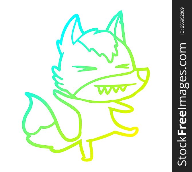 Cold Gradient Line Drawing Angry Wolf Cartoon