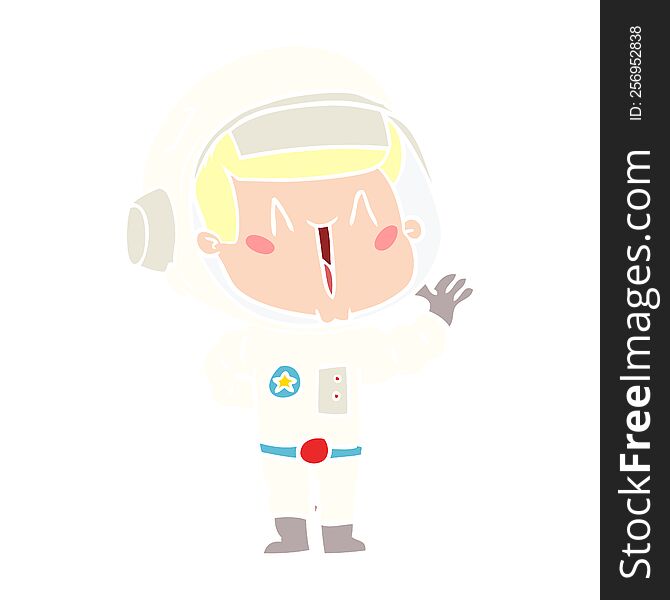 Singing Flat Color Style Cartoon Astronaut