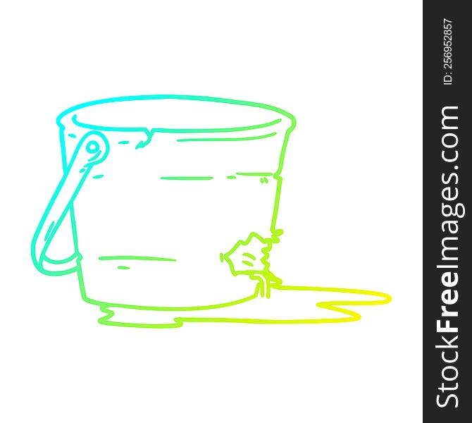 cold gradient line drawing of a broken bucket cartoon