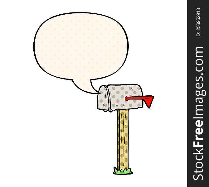 Cartoon Mailbox And Speech Bubble In Comic Book Style