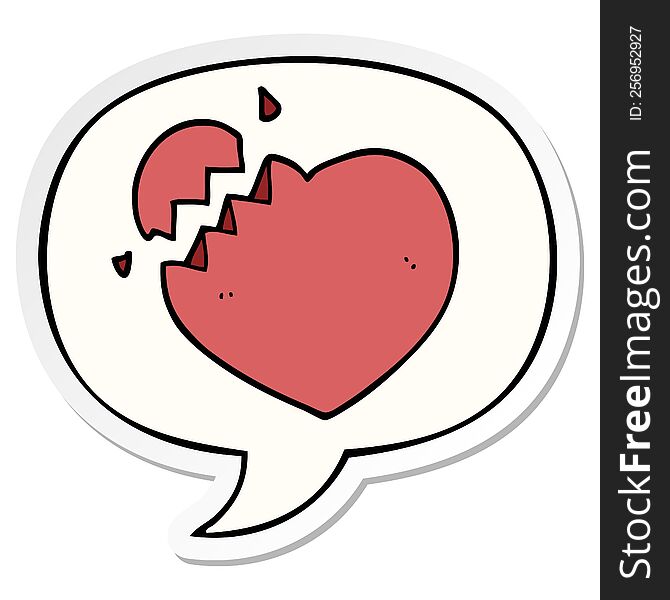 Cartoon Broken Heart And Speech Bubble Sticker