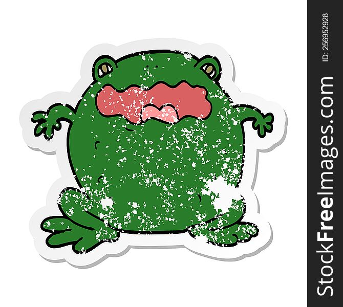 Distressed Sticker Of A Cartoon Toad