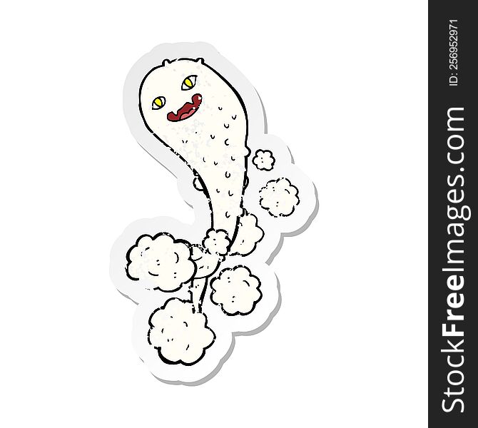 Retro Distressed Sticker Of A Cartoon Spooky Ghost