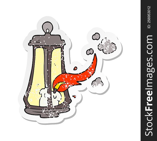 retro distressed sticker of a cartoon spooky lantern