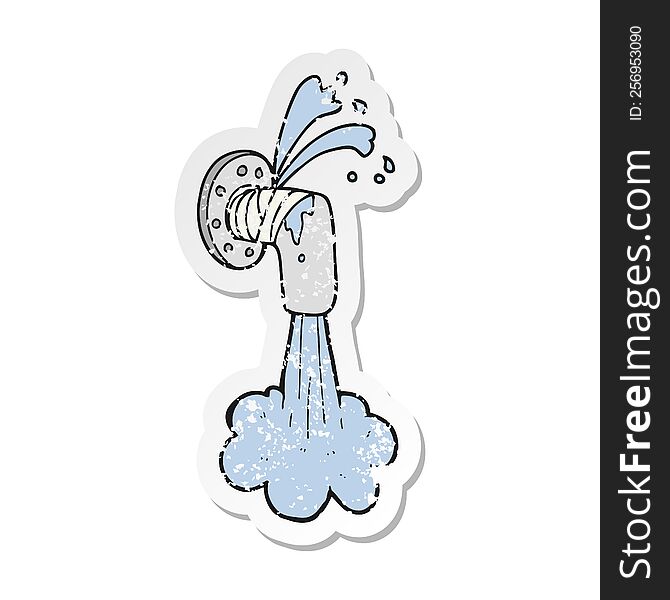 Retro Distressed Sticker Of A Cartoon Leaky Pipe