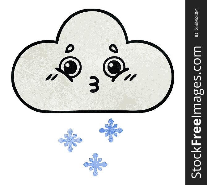 Retro Grunge Texture Cartoon Snow Cloud