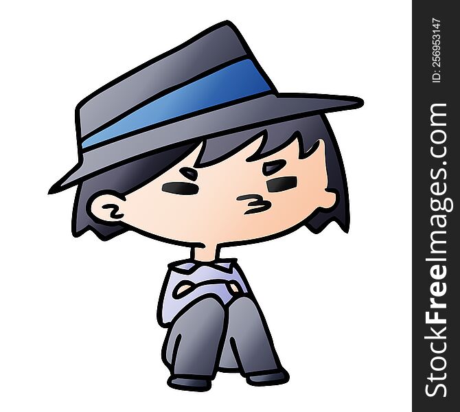 gradient cartoon illustration of a kawaii cute boy. gradient cartoon illustration of a kawaii cute boy