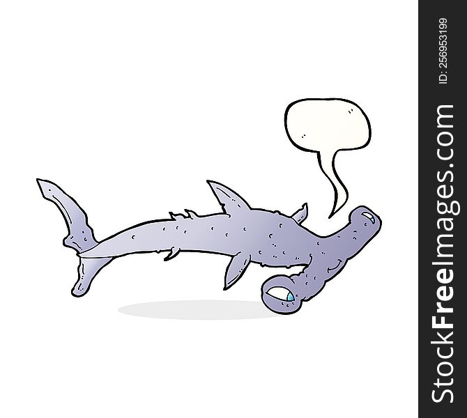 cartoon hammerhead shark with speech bubble