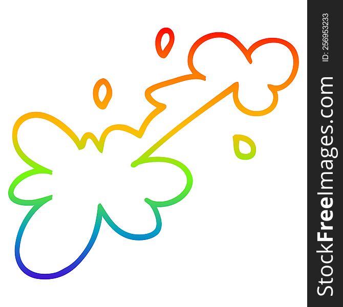 rainbow gradient line drawing of a cartoon mud splat