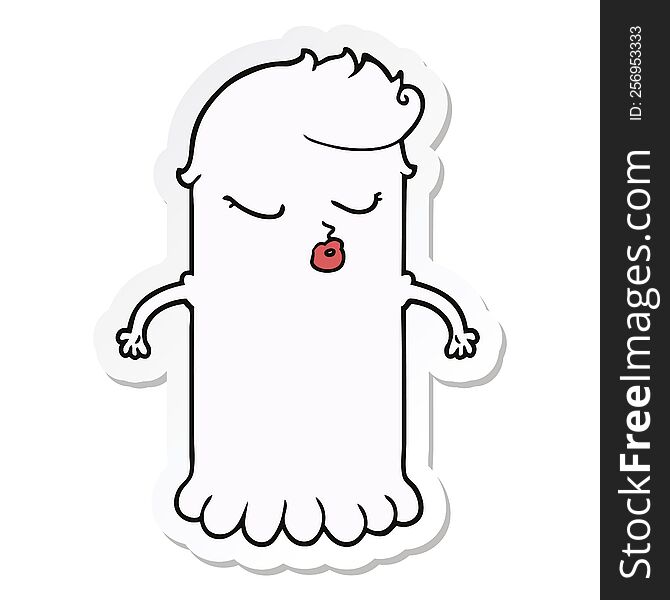 Sticker Of A Cartoon Cute Ghost