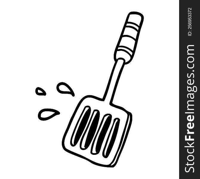 line drawing of a kitchen spatula tool. line drawing of a kitchen spatula tool
