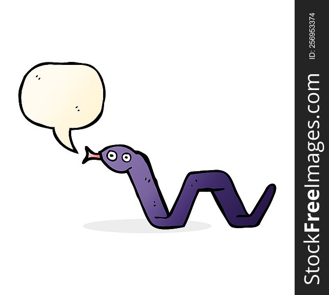 funny cartoon snake with speech bubble