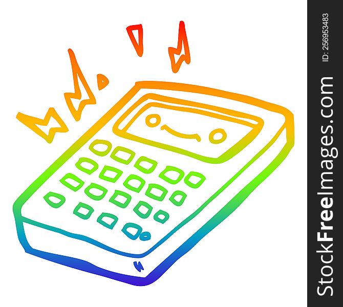 rainbow gradient line drawing cartoon calculator