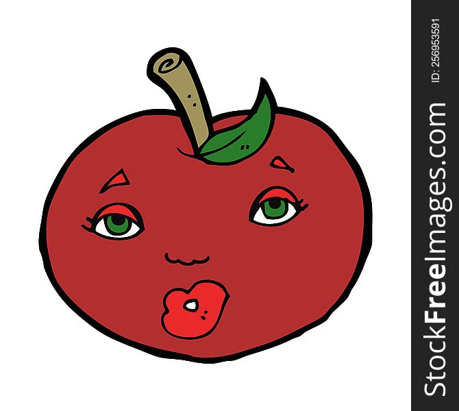 cartoon apple with face