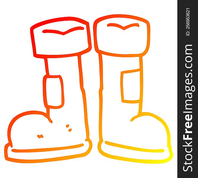 warm gradient line drawing of a cartoon wellington boot