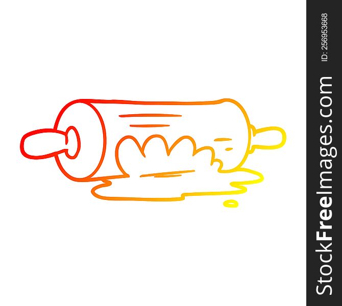 warm gradient line drawing of a cartoon rolling pin