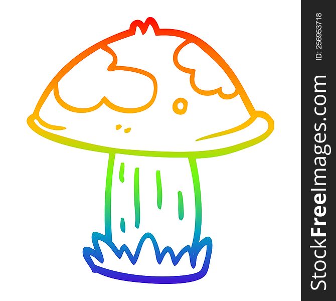 rainbow gradient line drawing of a cartoon poisonous toadstool