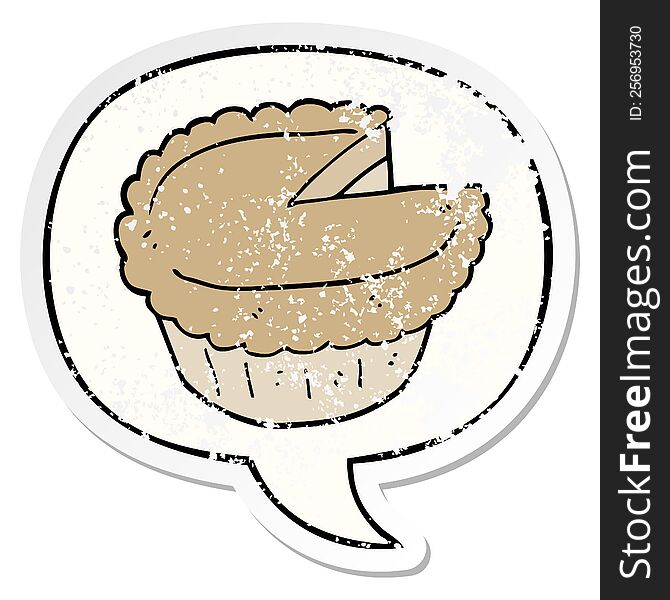 Cartoon Pie And Speech Bubble Distressed Sticker