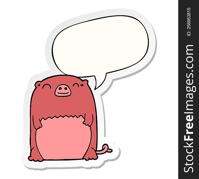 cartoon creature with speech bubble sticker. cartoon creature with speech bubble sticker