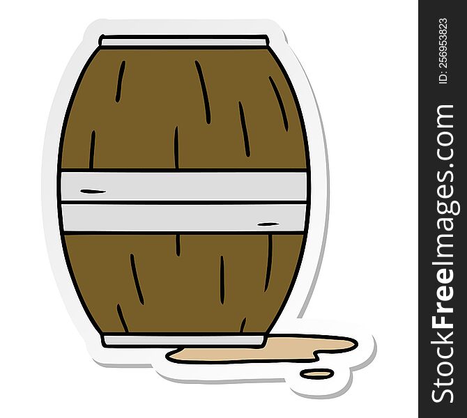 Sticker Cartoon Doodle Of A Wine Barrel