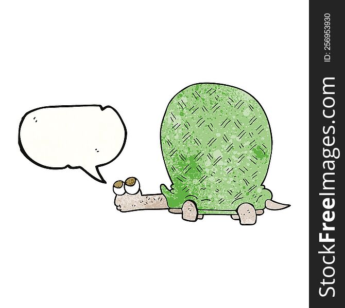 freehand speech bubble textured cartoon tortoise