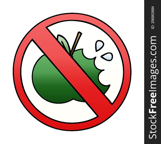 gradient shaded cartoon of a no healthy food allowed sign