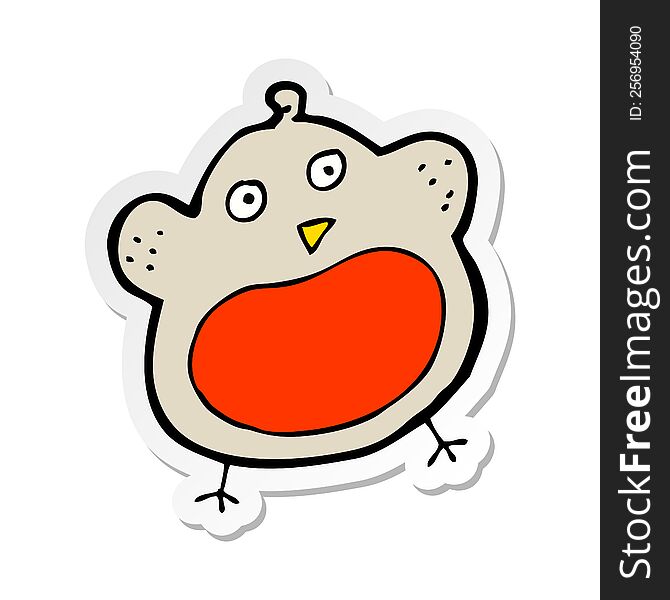 Sticker Of A Funny Cartoon Christmas Robin