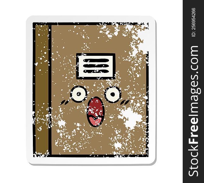 Distressed Sticker Of A Cute Cartoon Notebook