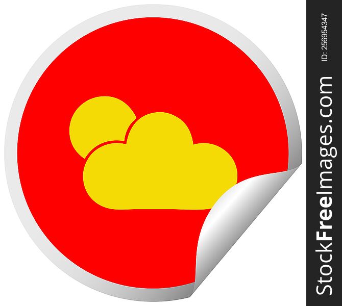 circular peeling sticker cartoon of a sunshine and cloud