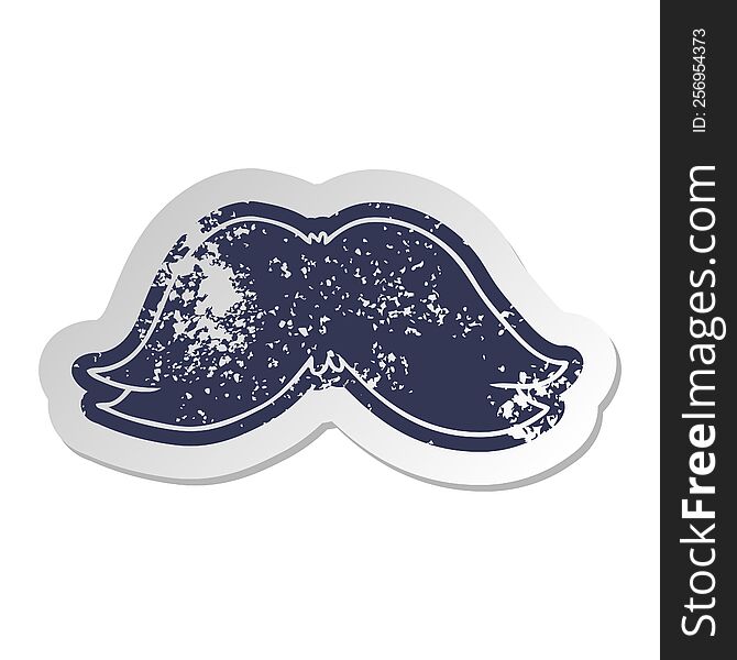 Distressed Old Sticker Of A Mans Moustache