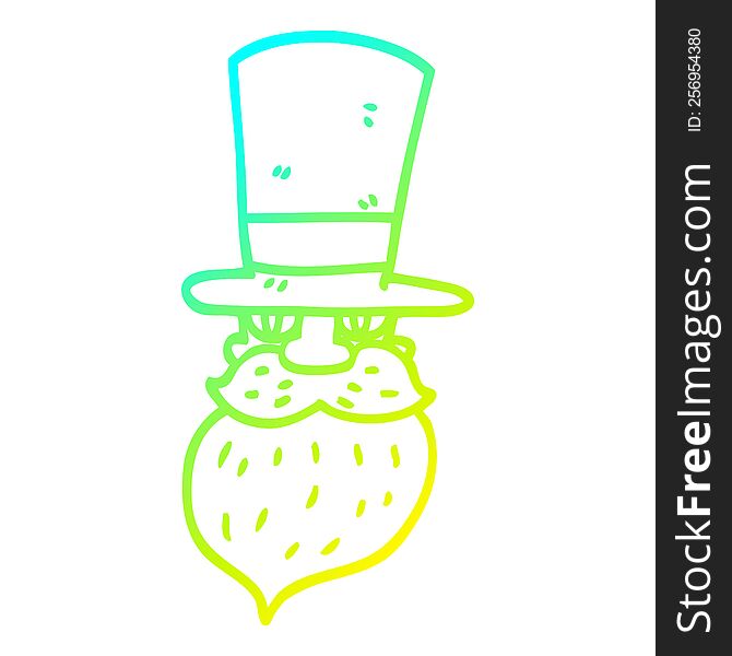 cold gradient line drawing of a cartoon man in top hat