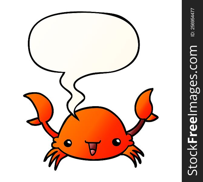cartoon crab with speech bubble in smooth gradient style