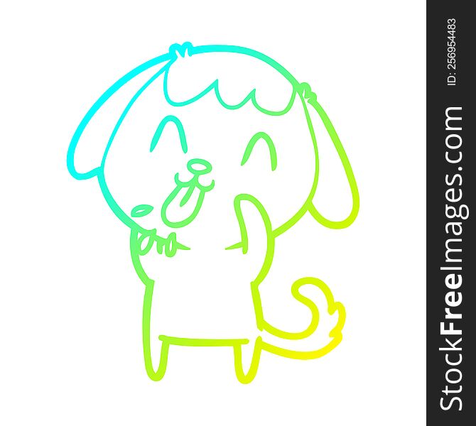 cold gradient line drawing of a rude dog cartoon