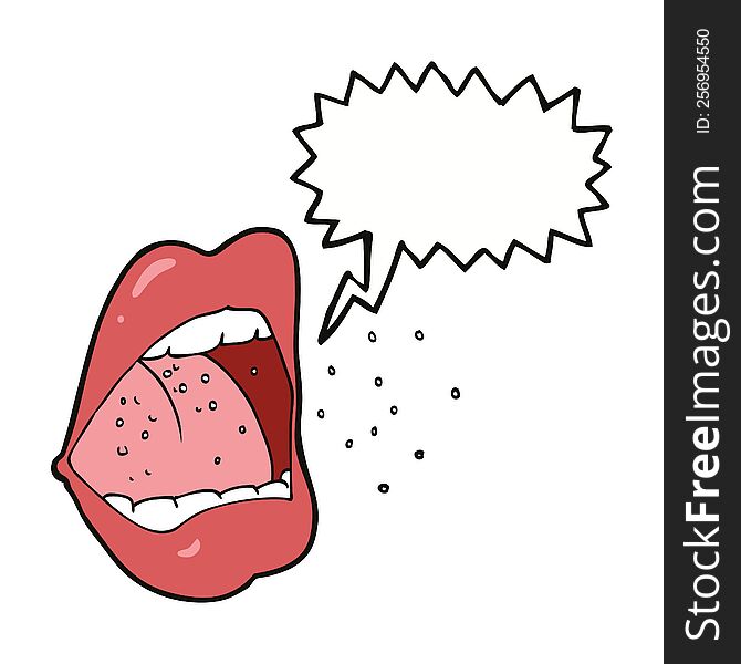 cartoon sneezing mouth with speech bubble