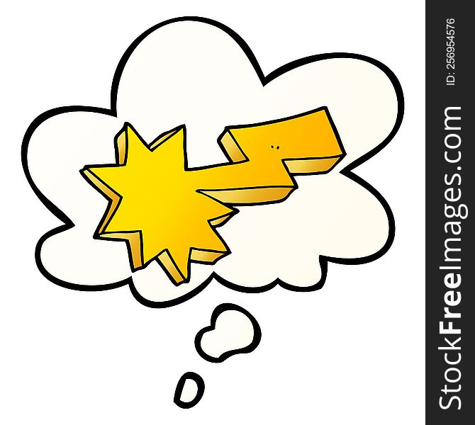 cartoon lightning strike with thought bubble in smooth gradient style