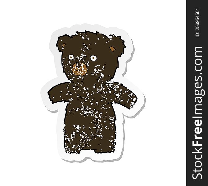 Retro Distressed Sticker Of A Cute Cartoon Black Bear