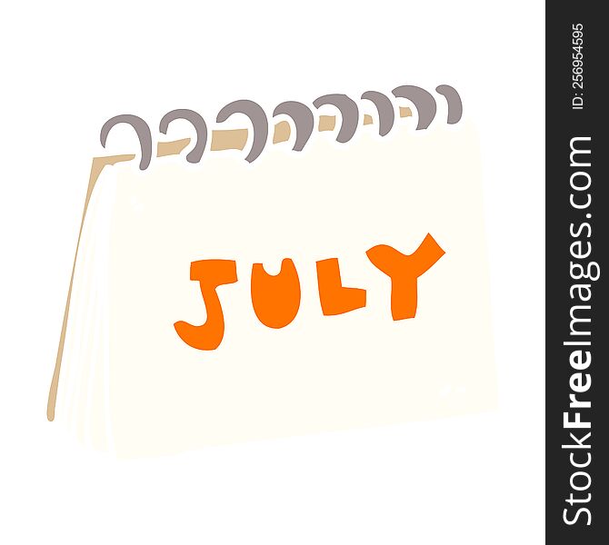 cartoon doodle calendar showing month of july