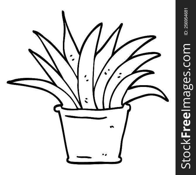 black and white cartoon house plant